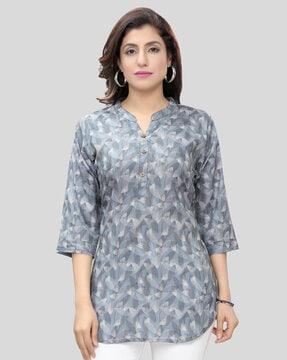 leaf print straight kurti