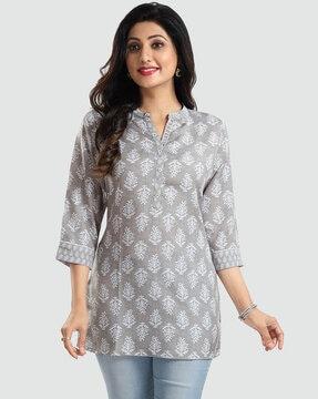 leaf print straight kurti