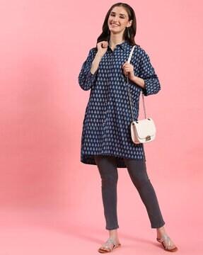 leaf print straight tunic