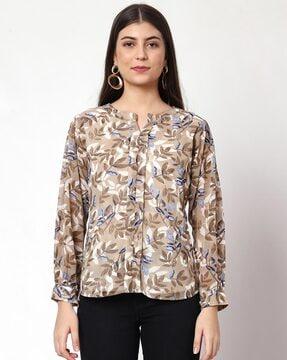 leaf print top with full sleeves