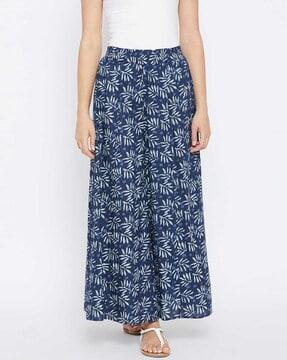 leaf print wide leg palazzos