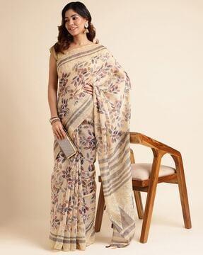 leaf printed silk saree printed saree