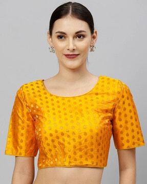 leaf woven back-open blouse