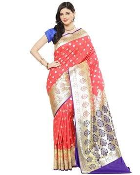 leaf woven banarasi silk traditional saree