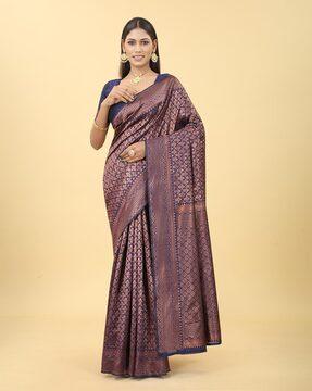 leaf woven jacquard silk saree