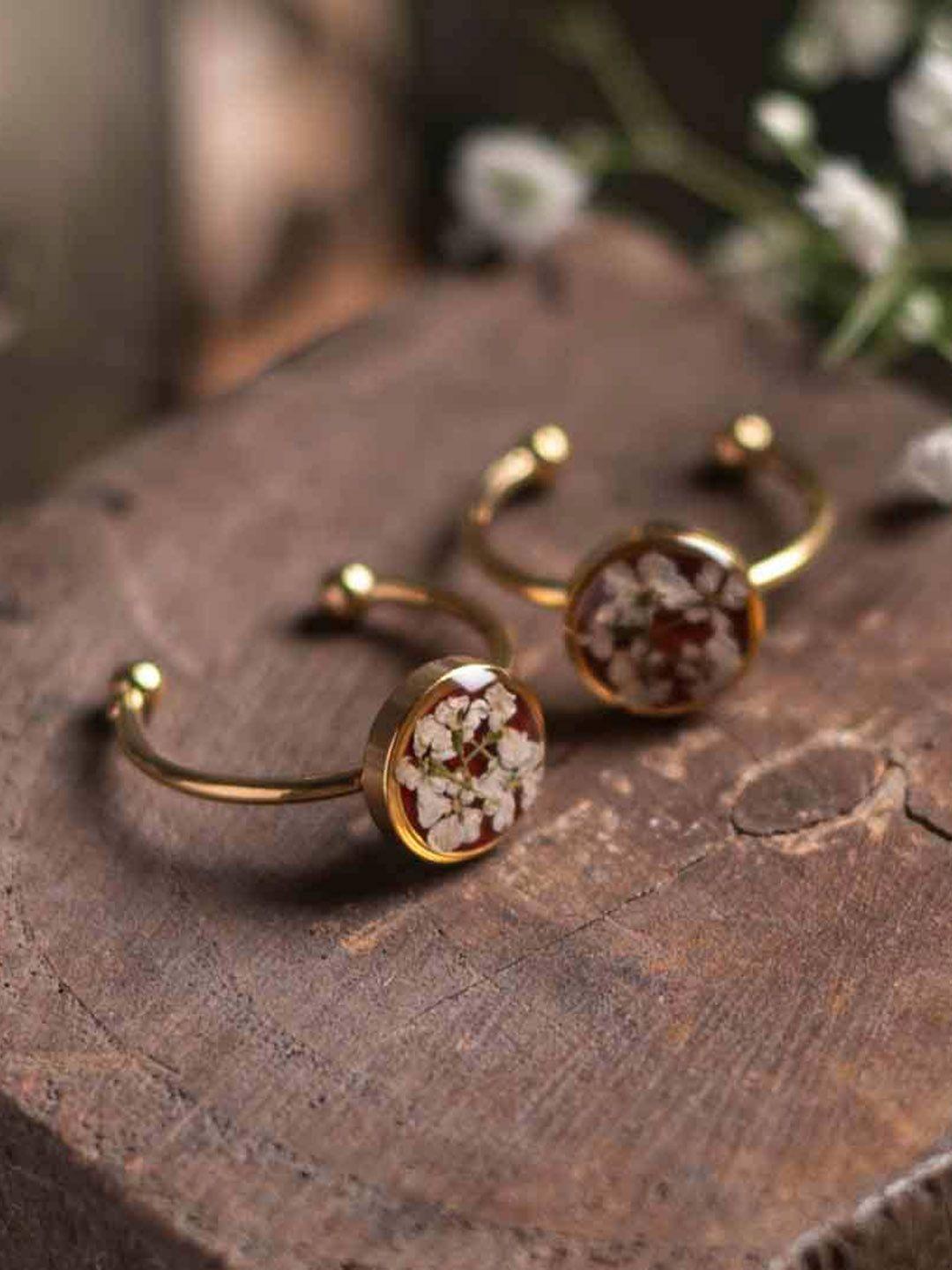 leafyaffair gold plated adjustable finger ring