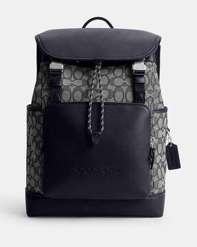 league flap backpack in signature jacquard