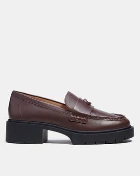 leah chunky sole leather loafers