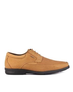 leather almond-toe derby shoes