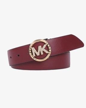 leather belt with embellished buckle