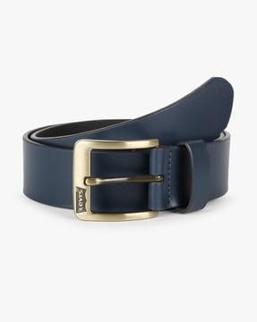 leather belt with embossed branding