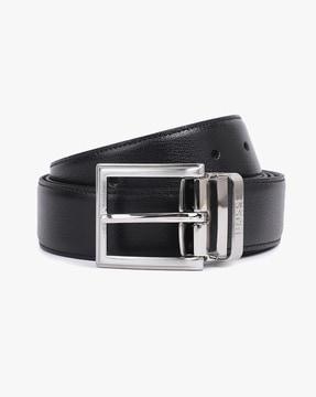 leather belt with tang buckle