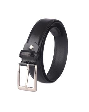 leather belt with tang-buckle closure