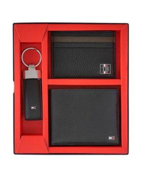 leather bi-fold wallet with belt & key fob