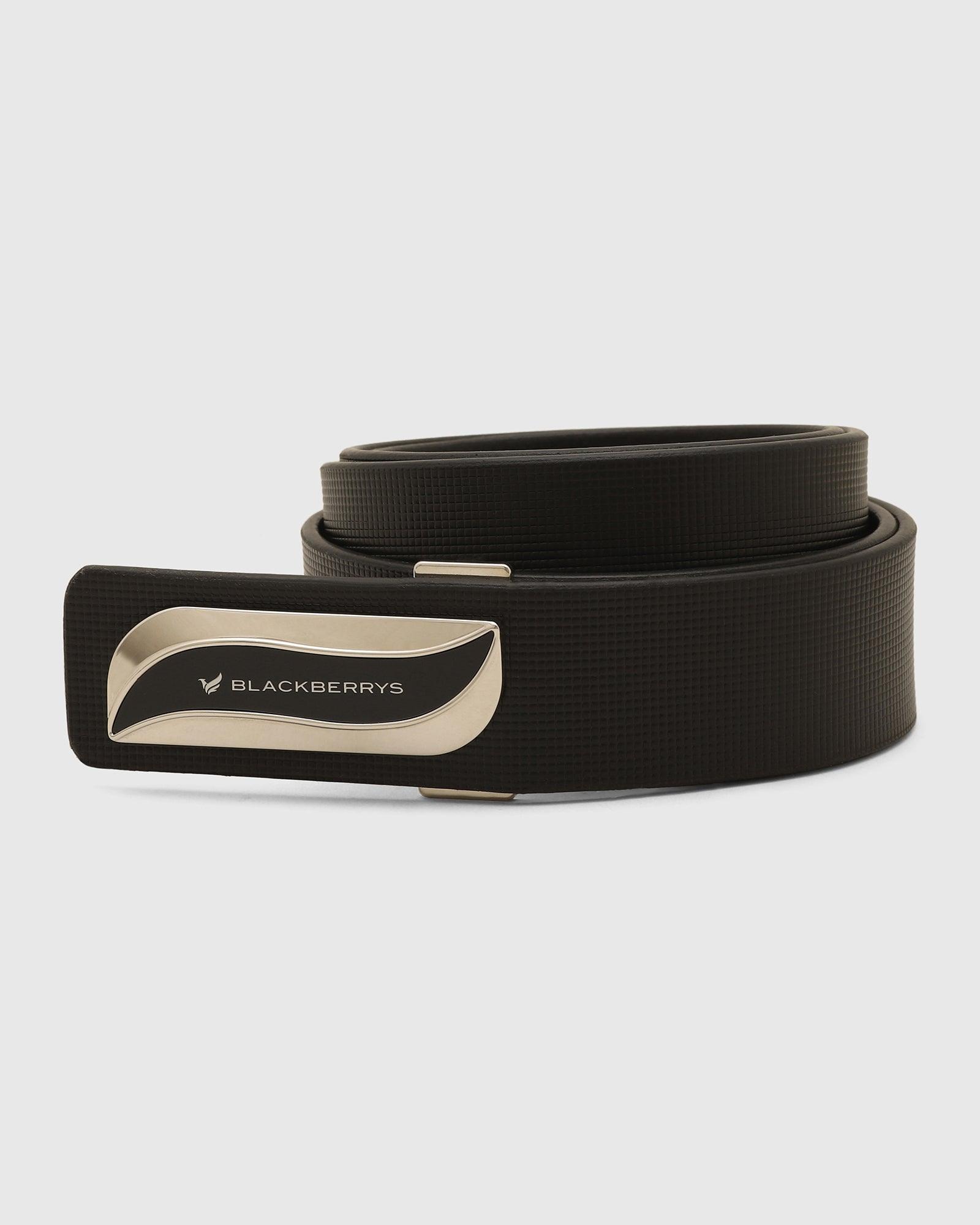 leather black textured belt - new parag