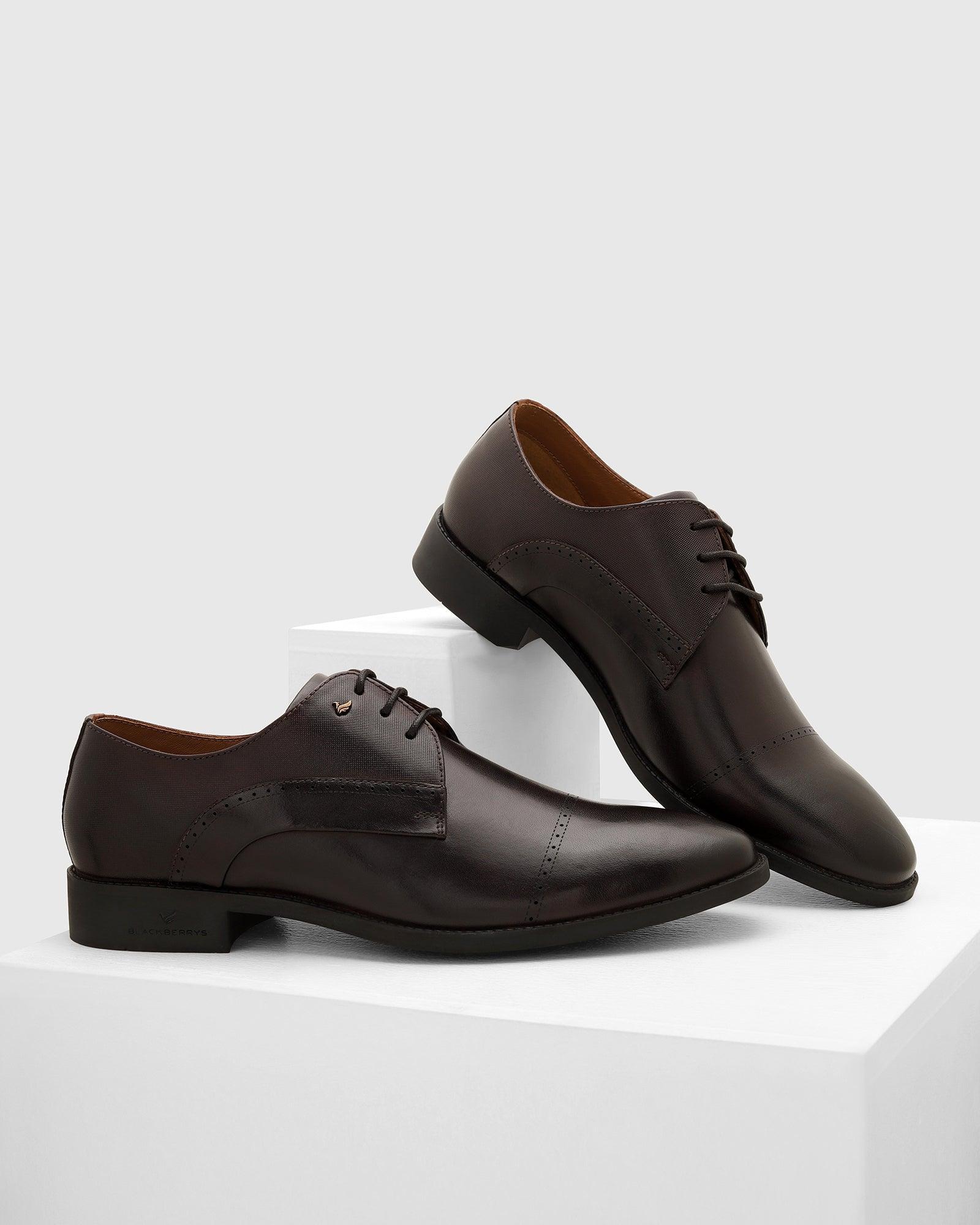 leather derby shoes in wine (royal)