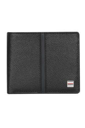 leather formal men two fold wallet - black