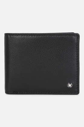 leather formal men's two fold wallet - black