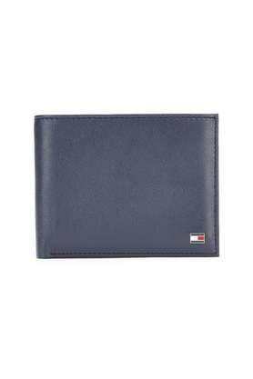 leather formal men's two fold wallet - navy