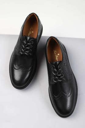 leather lace up men's casual shoe - black
