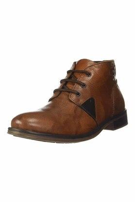 leather lace up mens boots - tan