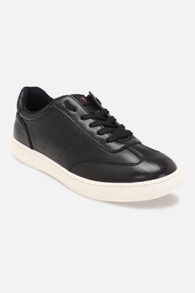 leather lace up mens casual shoes - black