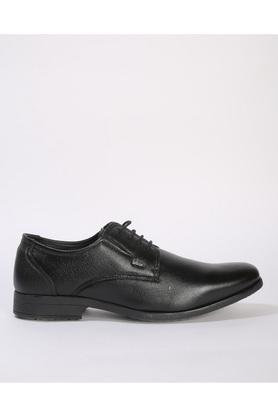 leather lace up mens derby shoes - black