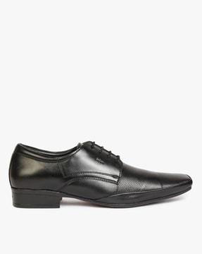 leather lace-up formal shoes with perforations