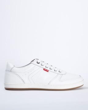 leather lace-up sneakers with perforations