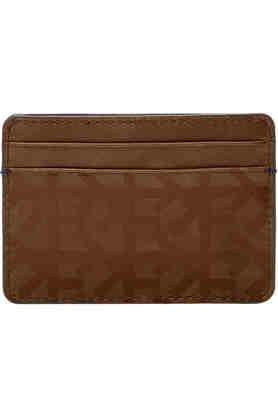 leather men's casual wear card case - brown