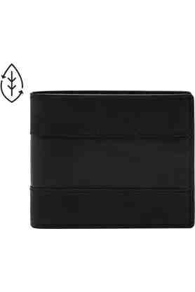 leather men's casual wear two fold wallet - black