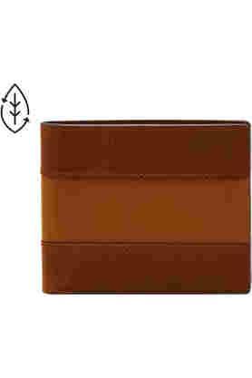 leather men's casual wear two fold wallet - brown