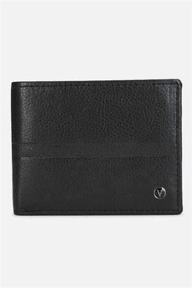 leather mens formal wear three fold wallet - black