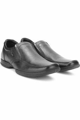 leather regular slipon mens formal shoes - black
