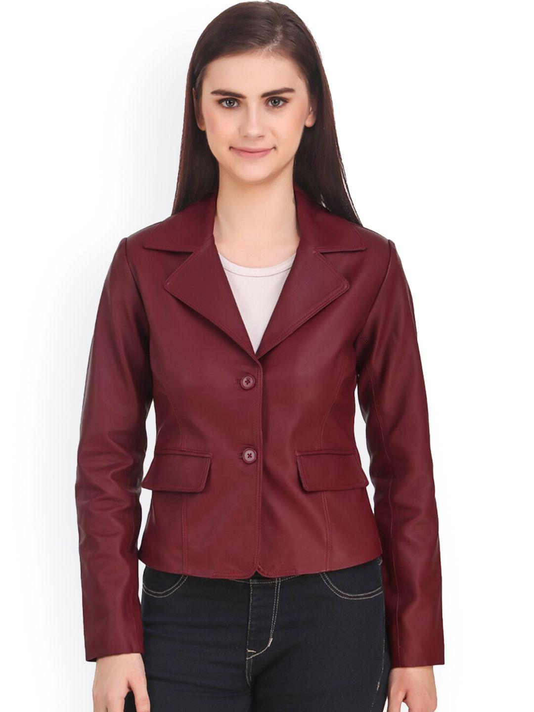 leather retail women red crop outdoor tailored jacket