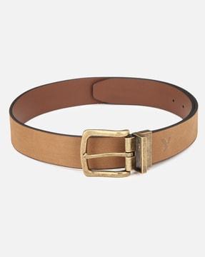 leather reversible belt with buckle closure