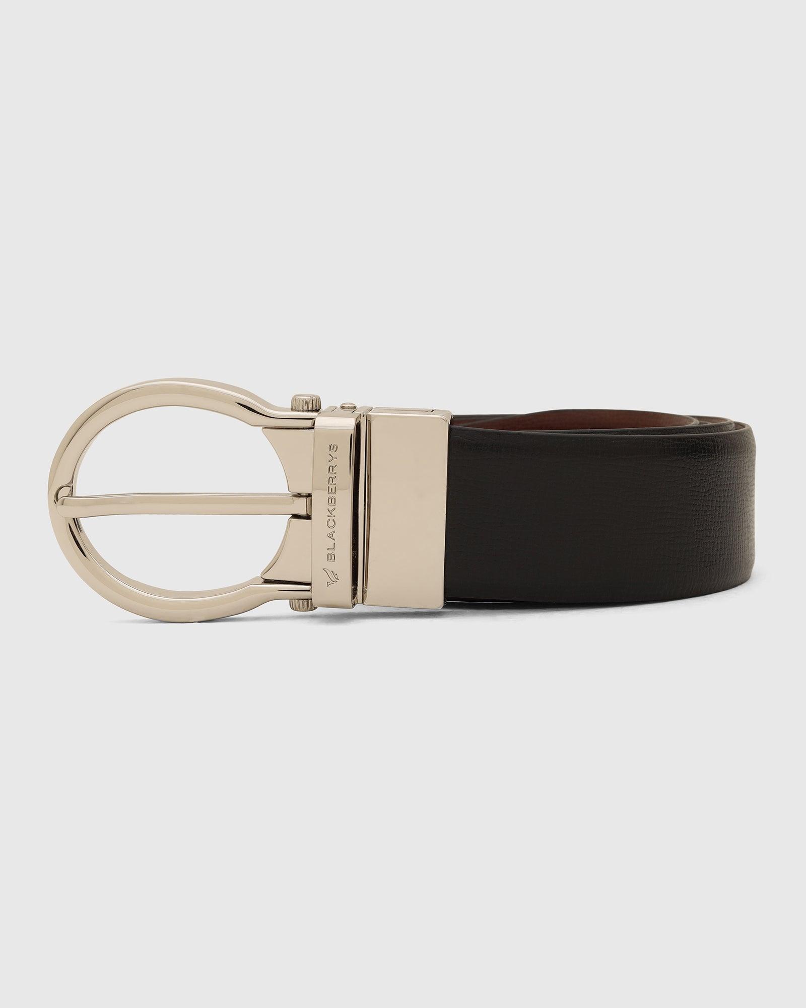 leather reversible black tan textured belt - tamo
