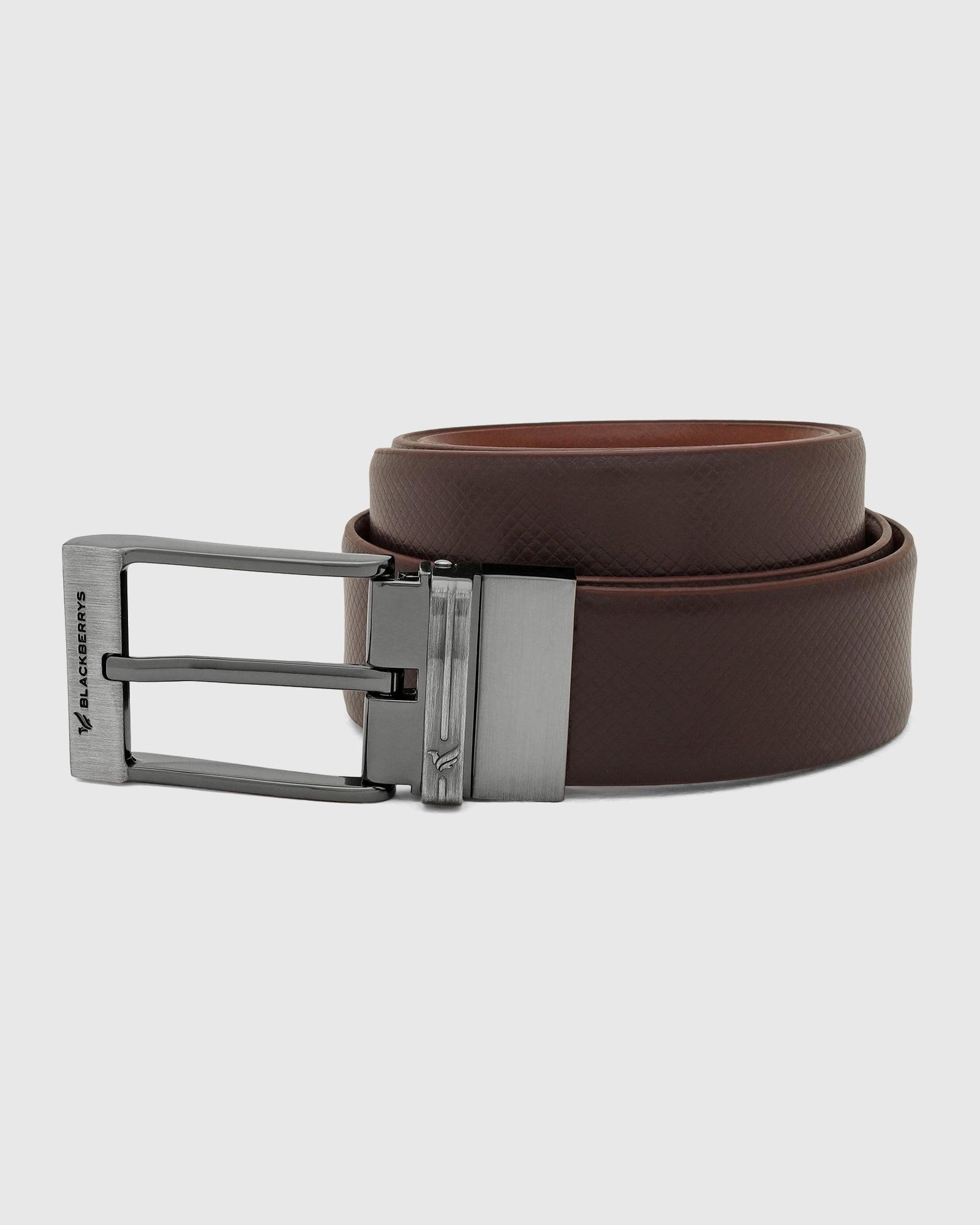 leather reversible brown tan textured belt - new pavel