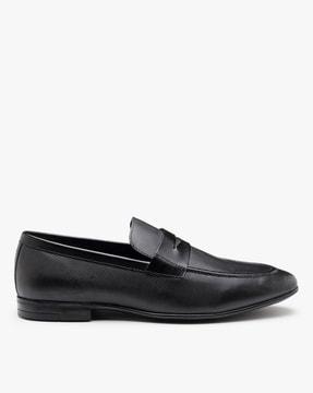 leather slip-on formal shoes