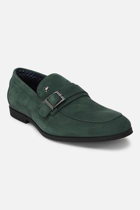 leather slip-on men's formal shoes - green
