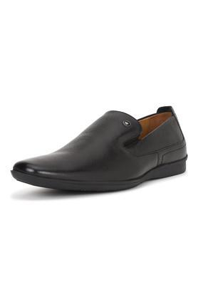 leather slipon mainline men's loafers - black