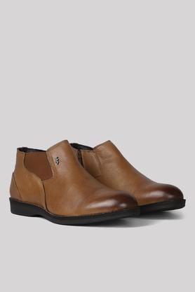 leather slipon men's boots - natural