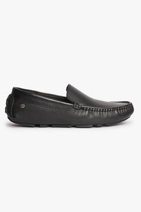 leather slipon men's casual loafers - black