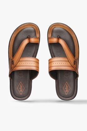 leather slipon men's casual sandals - natural