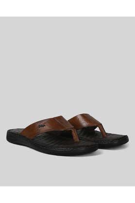 leather slipon men's slippers - natural