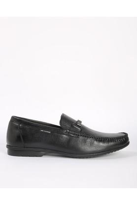 leather slipon mens loafers - black