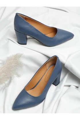leather-slipon-women's-casual-wear-heels---navy