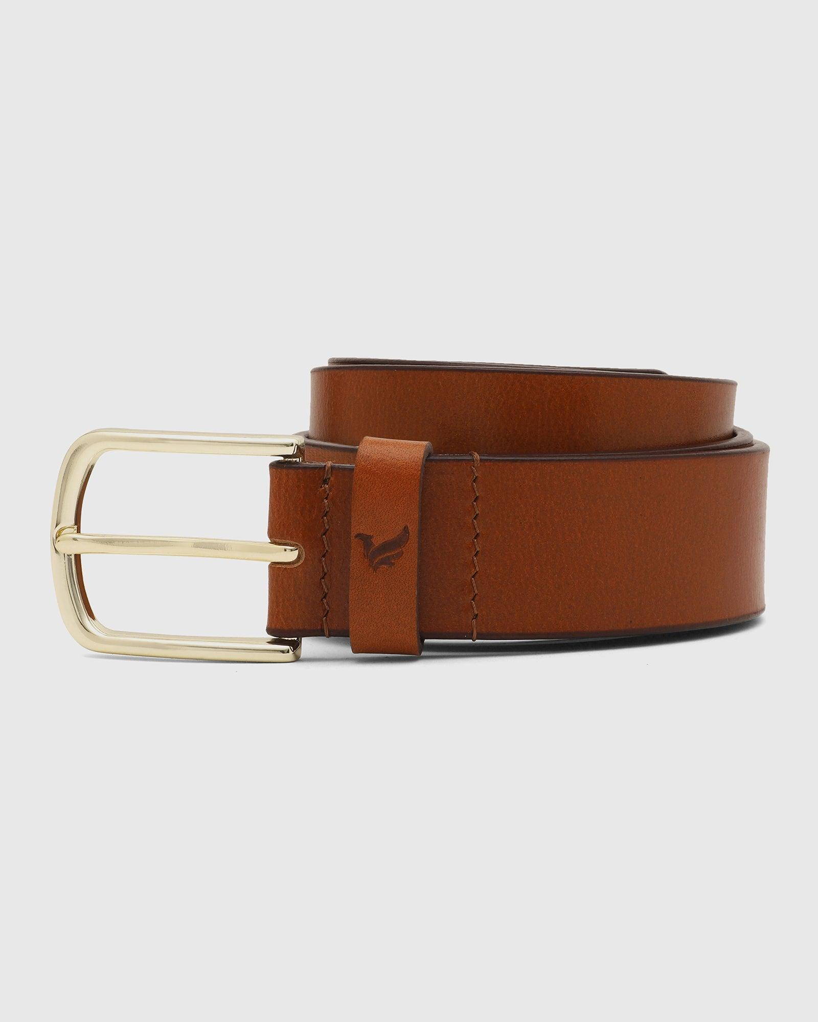 leather tan solid belt - sadio