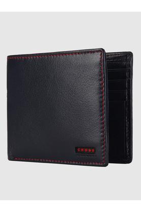 leather vivrant men's bi-fold coin wallet - navy