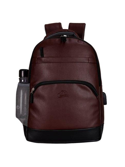 leather world brown medium backpack